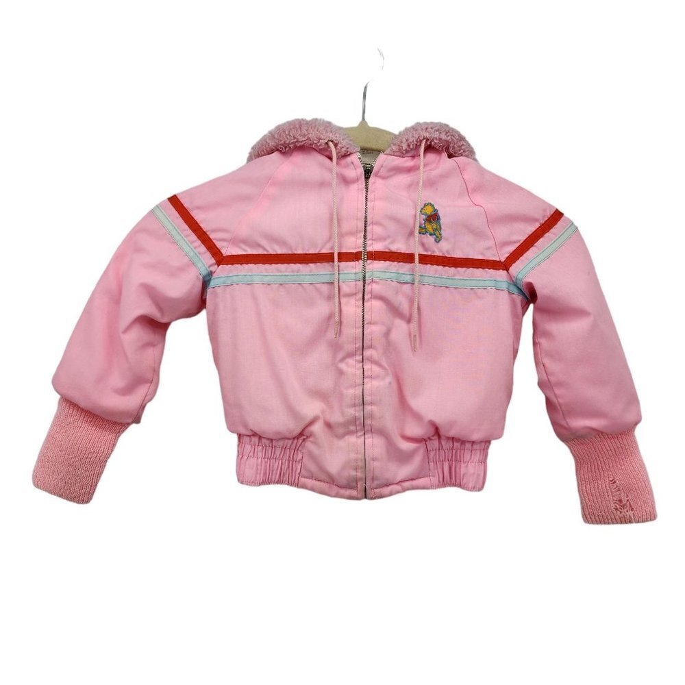 Vintage Disney Girls 3T Jacket Winnie The Pooh Sears Pink Hooded Insulated Pink